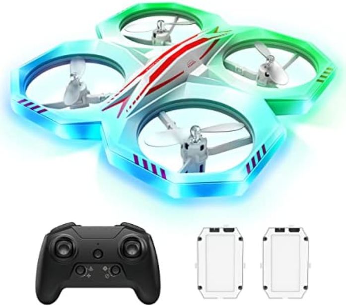 LED Drone for Kids - Mini Drones with 11 LED Lights RC Quadcopter for Beginners with 2 Batteries Altitude Hold -  Poder, PO2960071