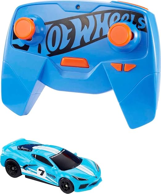 XS68470 Wheels Toy Car - RC C8 Corvette in 1-64 Scale - Remote Control Vehicle with Controller & USB Cable - Works On & Off Track