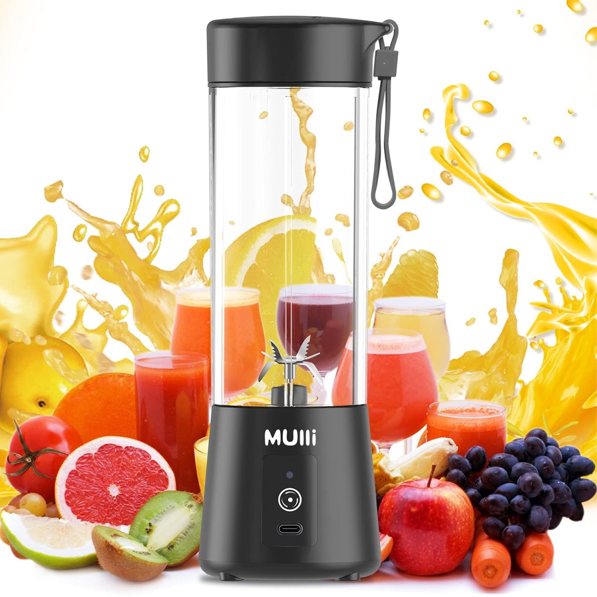 Picture of A-Sonic XS68605 Portable Blender - 15 oz Mini Blender for Fruit Smoothies & Shakes - USB Rechargeable Mixer for Baby Food - Gym - Travel