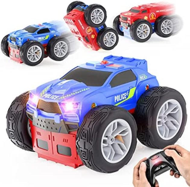 Picture of CoolRC NC23750 TD201 Remote Control Car - Police Car & Fire Truck 2-in-1 Double Sided RC Stunt Car with Lights
