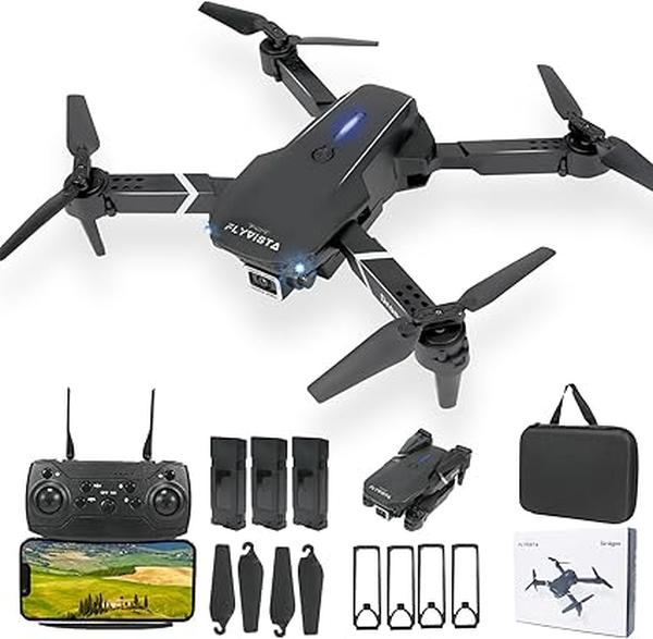 Picture of A-Sonic XS69013 Drone with Camera for Adults Kids - 1080P Wi-Fi FPV Camera Drone with 3 Batteries - One-Click Take Off & Landing - Altitude Hold - Headless Mode - 360 deg Flips - 3-Gear Speeds - Emer