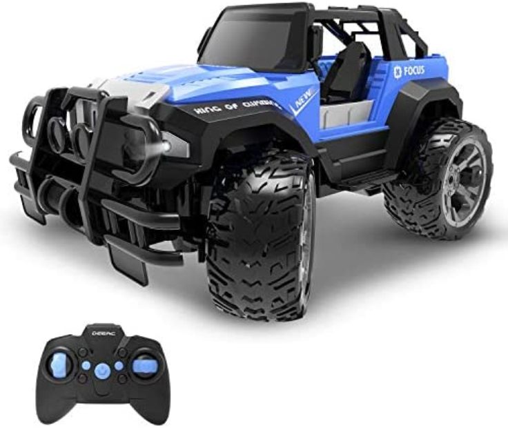 NC23745 DE42 Remote Control Car RC Racing Cars, 1-18 Scale 80 Min Play 2.4Ghz LED Light Auto Mode Off Road RC Trucks with Storage Case - Blue -  Deerc