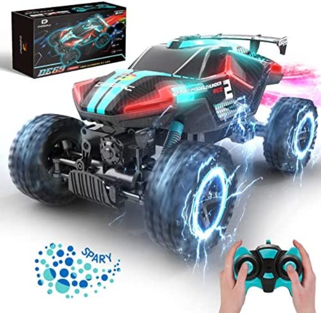Picture of Deerc NC23763 DE69 Remote Control Truck with Spray & Light&#44; 5 LED Light Modes&#44; Dual Motors Off Road Toys