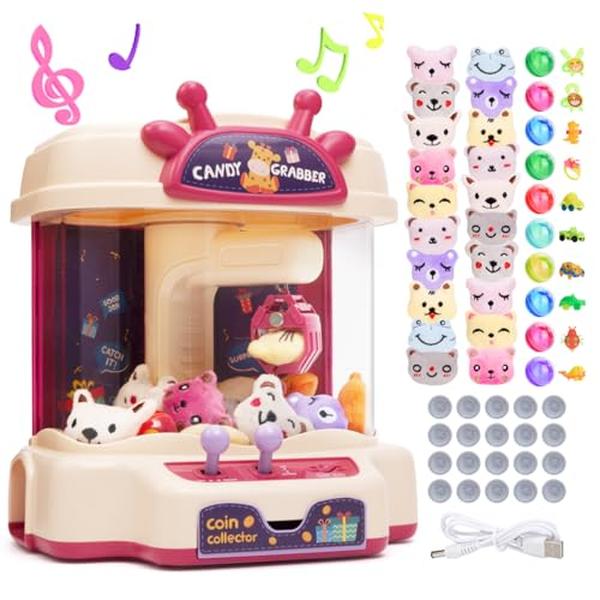 XS70182 Mini Claw Machine for Kids Vending Machine Toys with Claw Machine Prizes & Sound Birthday Gift Toys for Girls - Deer Claw Machine