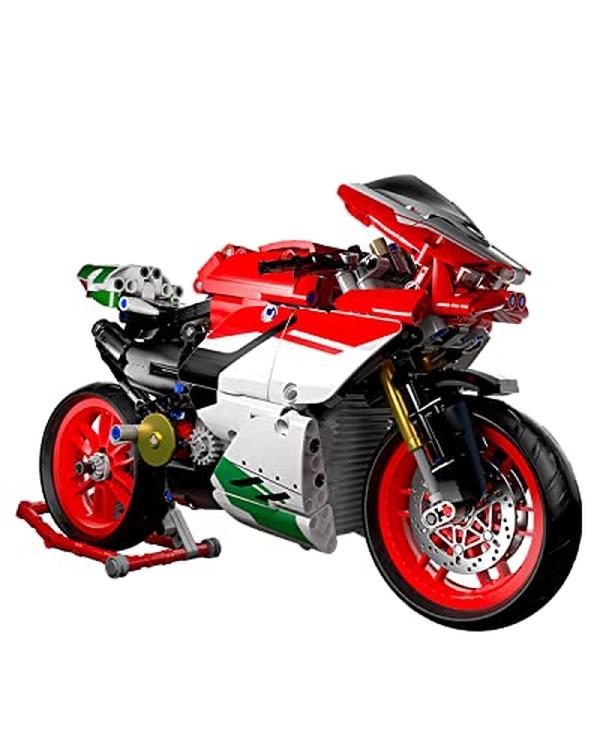 Motorcycle V4 Model Building Blocks Set - 803 Piece Bricks - Build a Stylish Motorbike Display Model - Collectible Building Kit for Kids or Adults