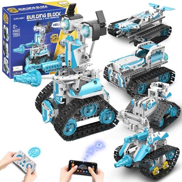 Picture of A-Sonic XS70512 Robot for Kids Ages 8-14 - 5-in-1 Remote Control & APP Programmable Robot Toys - 720 Piece DIY Building Science Educational Kit - Building Block Birthday Present for Teen Boys Girls