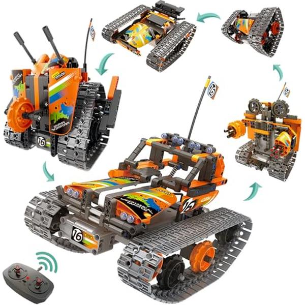Picture of A-Sonic XS70653 5-in-1 STEM Remote Control Building Kit - 392 Piece Blocks Erector Projects Set Toys for Kids Age 8-12 - Build a Tank&#44; Robot & AVT DIY Science Educate 6 7 9 10 11 Years Old