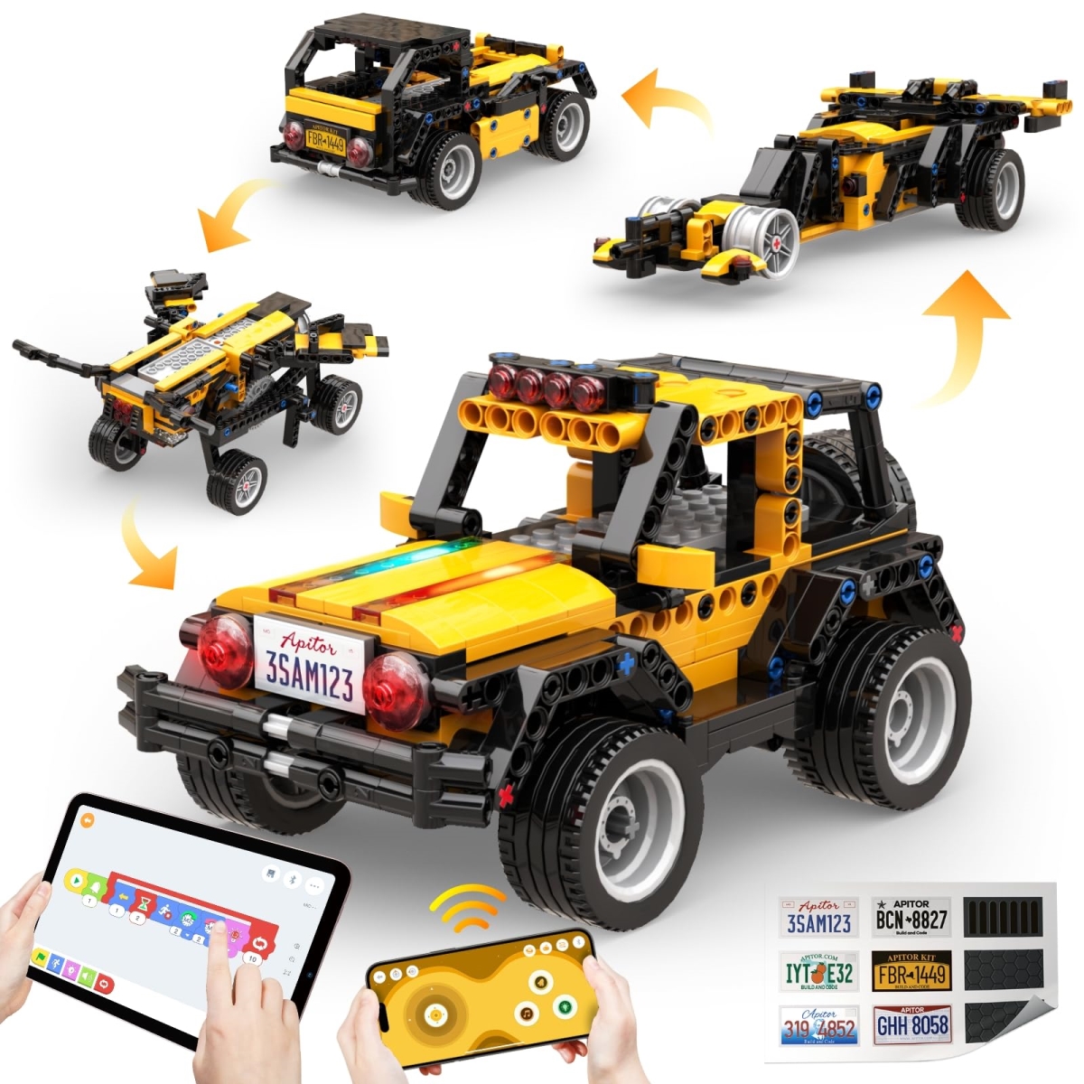 Picture of A-Sonic XS70782 R 4-in-1 Robot Building Kit - APP Remote Control STEM Coding Toys - Educational Gifts for Boys Girls Kids Ages 6-12 - 4 Control Modes - 300 Piece
