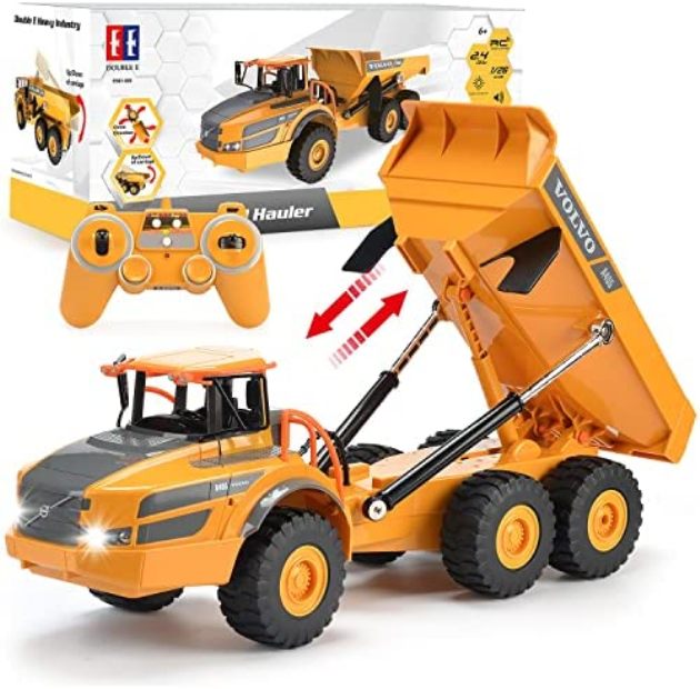 Picture of Double E NC23846 Volvo RC Truck Dump Truck RC Articulated Hauler with Rechargeable Battery 120 Min Play Time RC Toy - Yellow