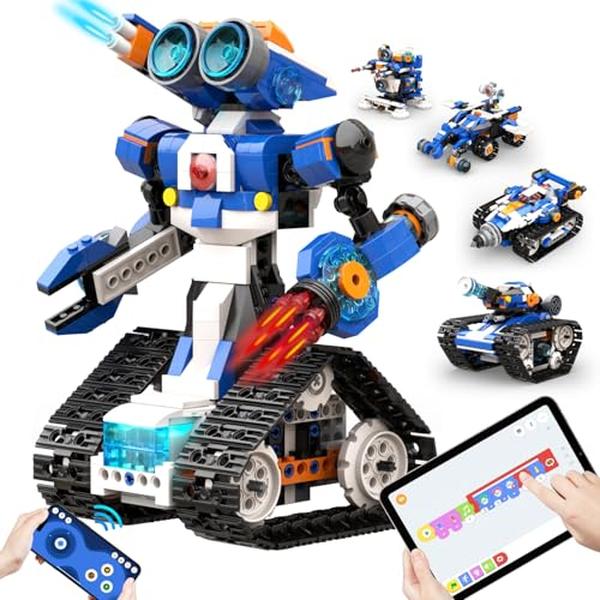 J 6-in-1 Robot Building Kit - APP Remote Control STEM Coding Toys - Educational Gifts for Boys Girls Kids Ages 7-12 - 4 Control Modes - 480 Piece