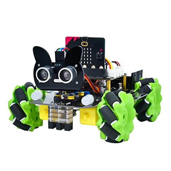 XS71363 4WD Smart Car Coding Robot Kit with Microbit V2 for Makecode & Python - DIY Building Robot Kit for STEM Education - IR Remote & APP Control