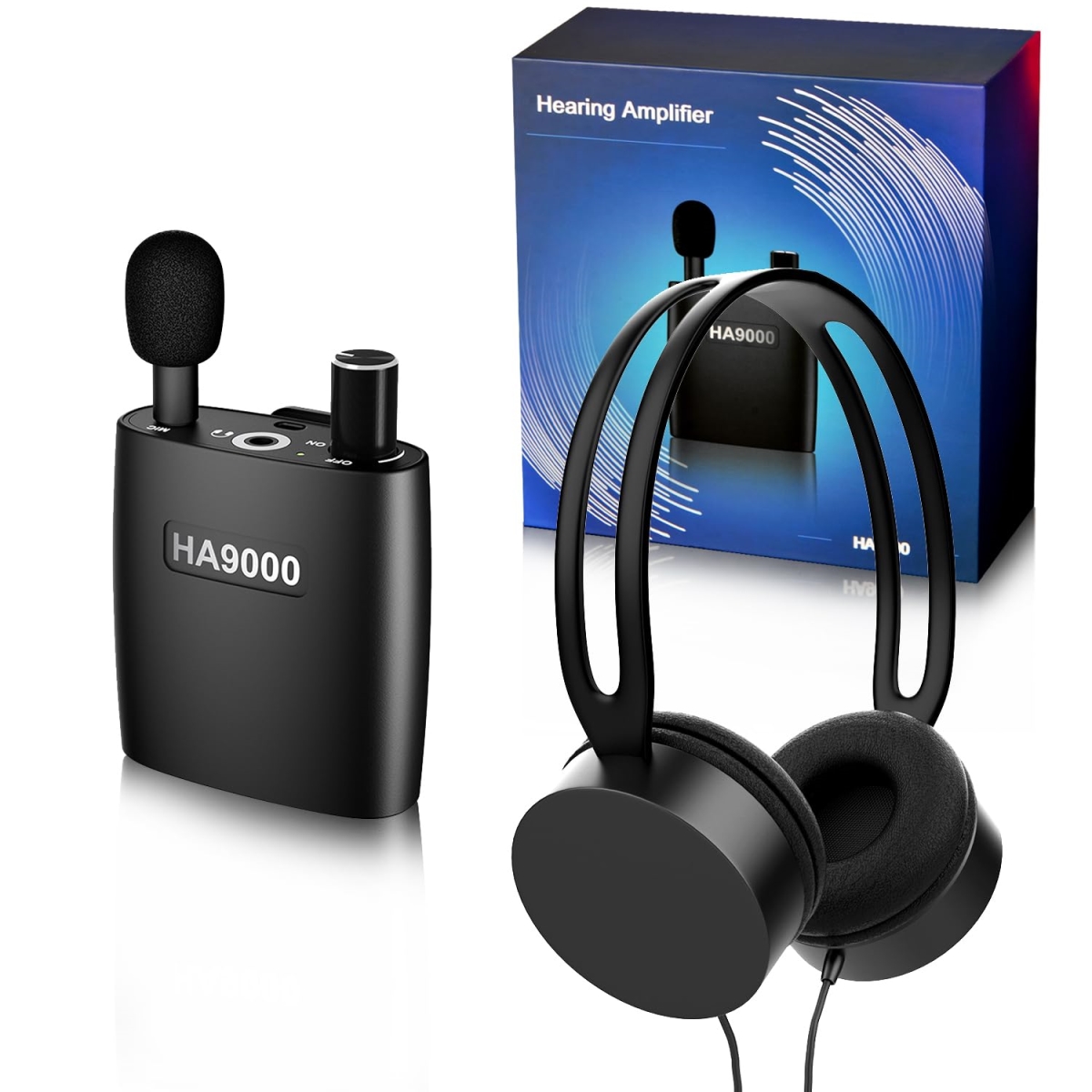 Picture of A-Sonic XS72046 Sound Amplifier PSAP the Latest Gen Model HA9000 - Rechargeable Hearing Aid Device Hearing Amplifier with Headphones - Detachable Microphone - Type-C Charging for Seniors - Adults