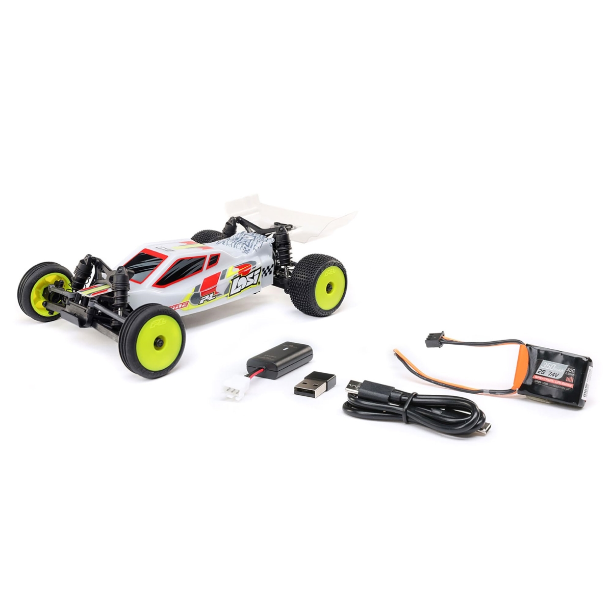 XS72292 Micro-B 2WD Buggy White RTR RC Car - Everything Needed to Run is Included - LOS00007T1