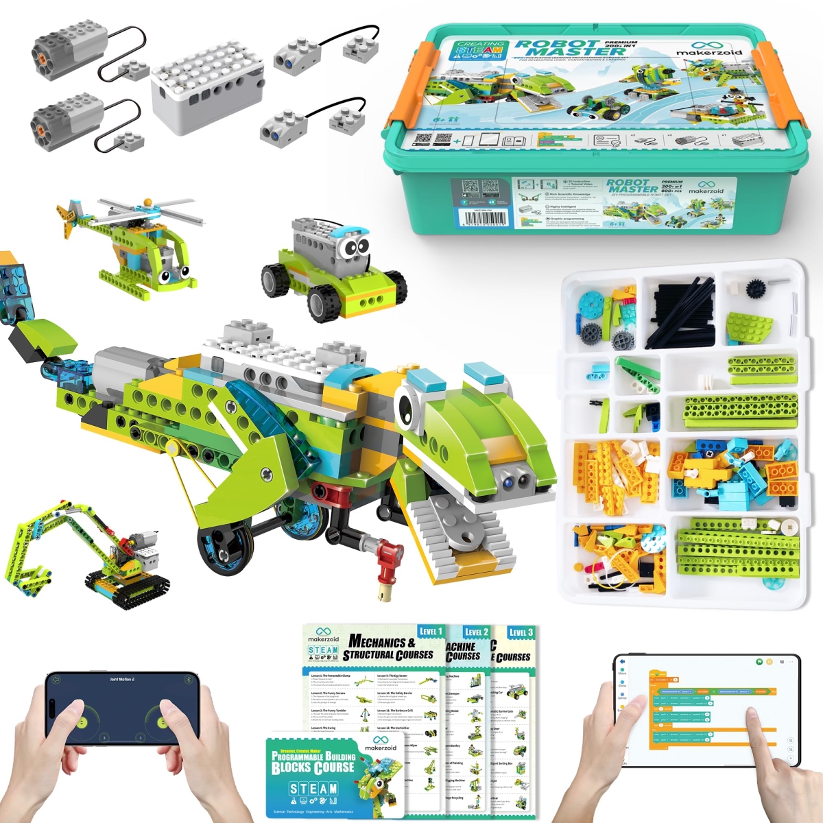 Picture of A-Sonic XS72311 Robot Kit for Kids Ages 6 Plus - 200 Plus in 1 APP Control Dinosaur Robot Toy - Educational Scratch Program Robotic Kit with 47 Video Courses - Birthday Thanks Giving for Kids