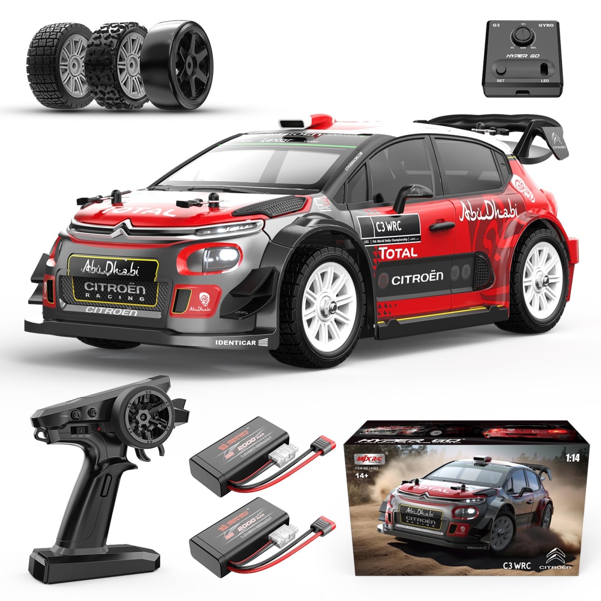 Picture of A-Sonic XS72490 Hyper GO 14303 1-14 Scale Citroen C3 Fast RC Cars for Adults - Max 40mph Brushless RC Drifting Car with Gyro - 4WD RTR High Speed RC Rally Car - 2 of 2000 mAh Remote Control Car