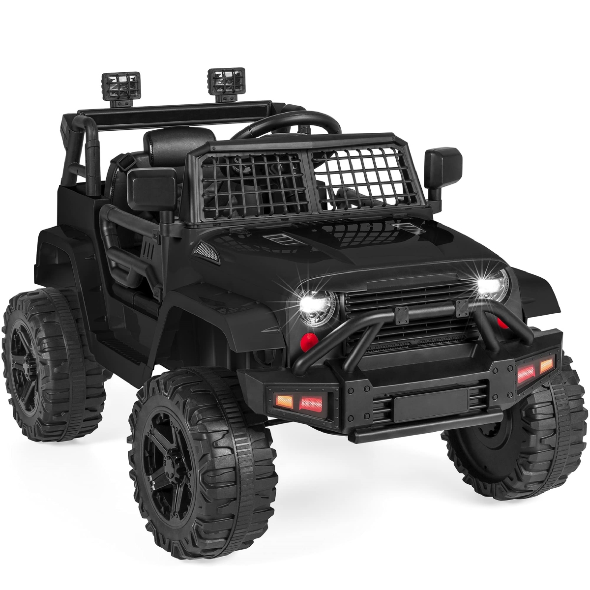 XS-72626 Choice Products 12V Kids Ride-On Truck Car with Parent Remote Control - Spring Suspension - LED Lights - AUX Port - Black