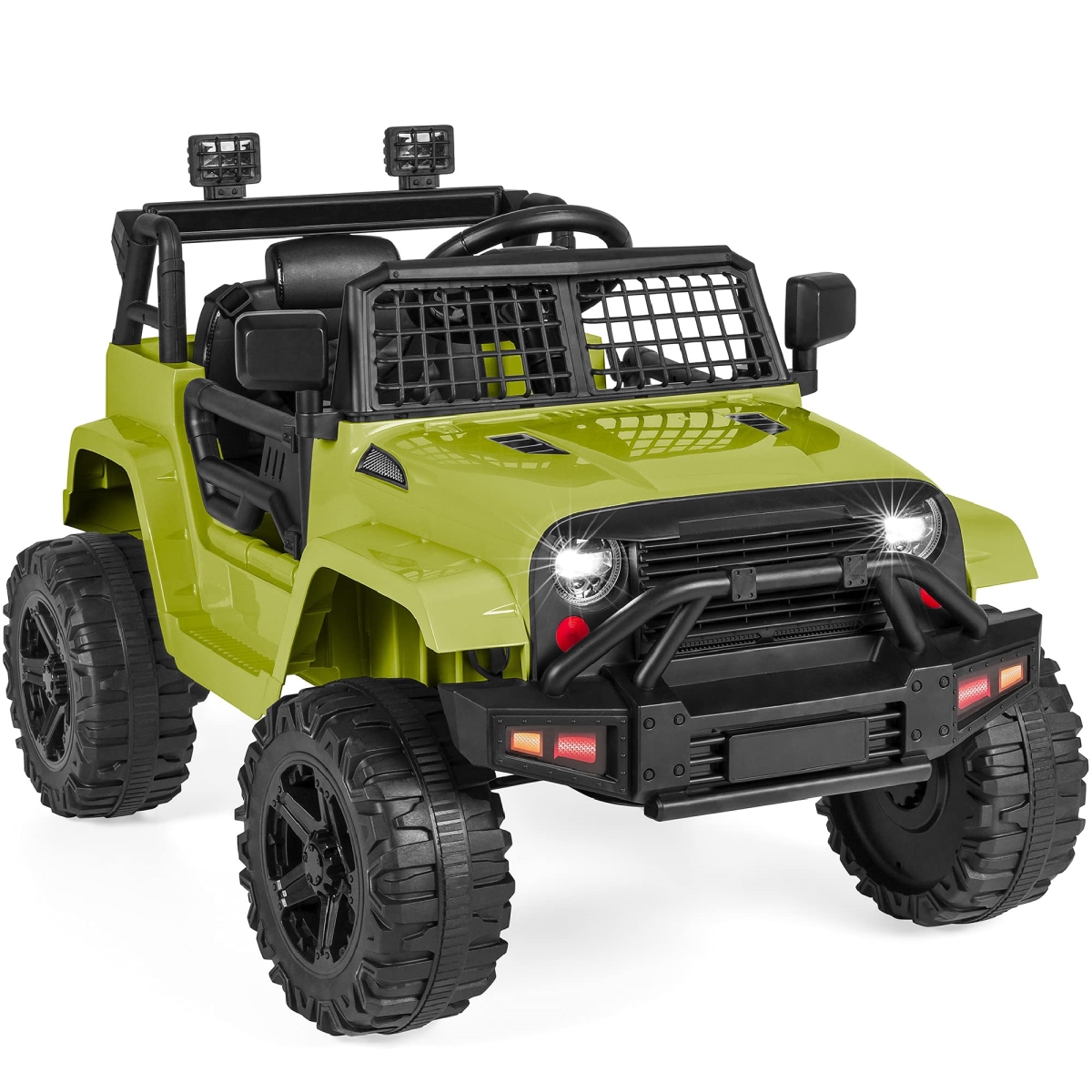 XS-72628 Choice Products 12V Kids Ride-On Truck Car with Parent Remote Control - Spring Suspension - LED Lights - AUX Port - Green