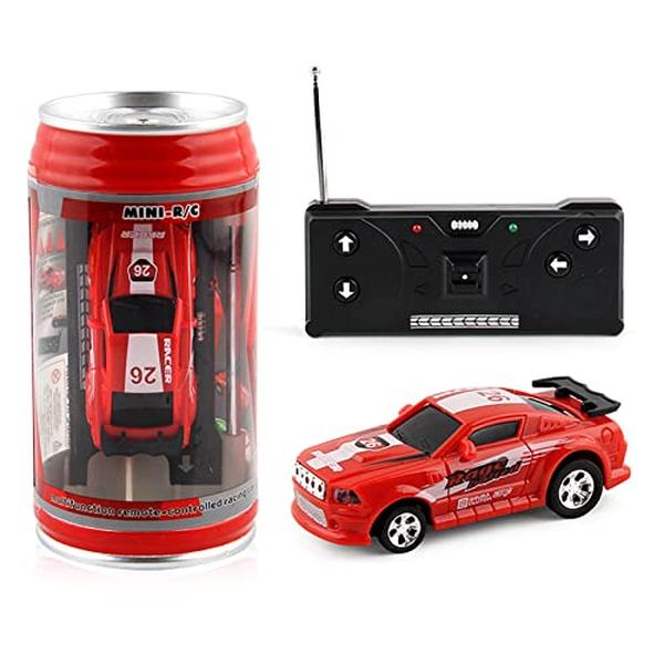 XS67490 Set Mini Remote Control Car with Roadblocks Coke Cans Design Mini RC Car - Creative Simulation Racing Car Toy Kids Mini Drifting Car - Red