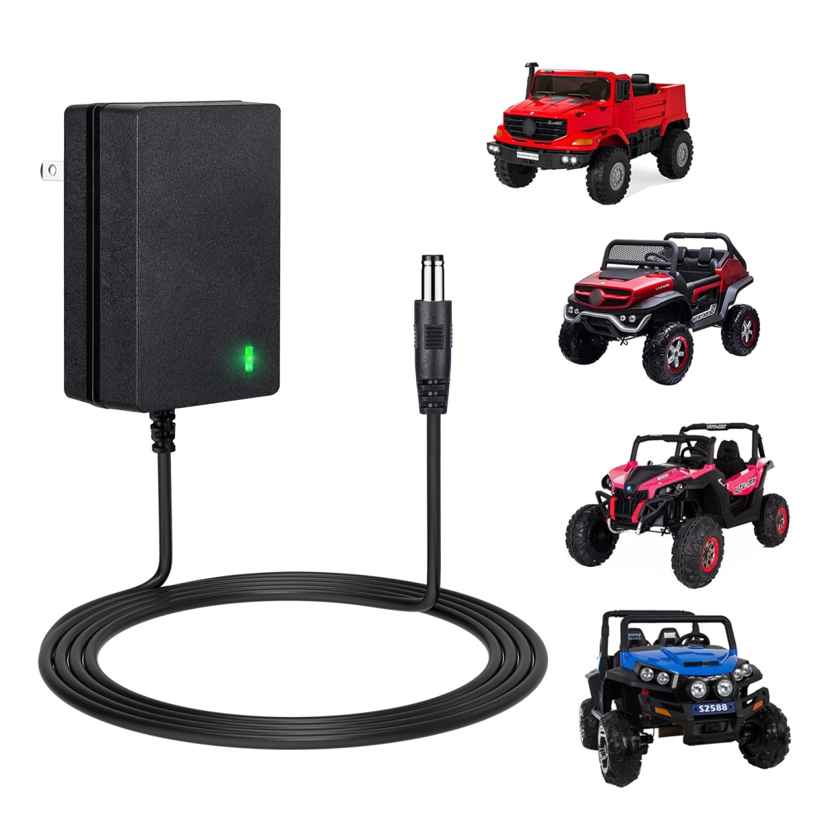 XS67577 Battery Charger for Kids Ride-On Car Toys - 24 Volt Power Adapter for Best Choice Products - Charging Cable with Indicator Light