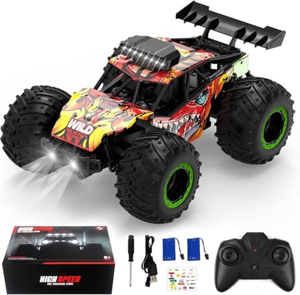 XS67629 Dinosaur Car - 1-20 Scale Remote Control Toy Car - High Speed 30 Km-h All Terrains Electric Toy for Boys Kids & Adults Gift - Red