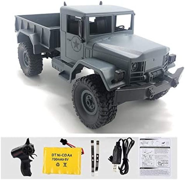 Picture of Gracesdawn NC23855 1 by 16 2.4G 4WD Off-Road RC Military Truck Rock Crawler Army Car Toys - Gray