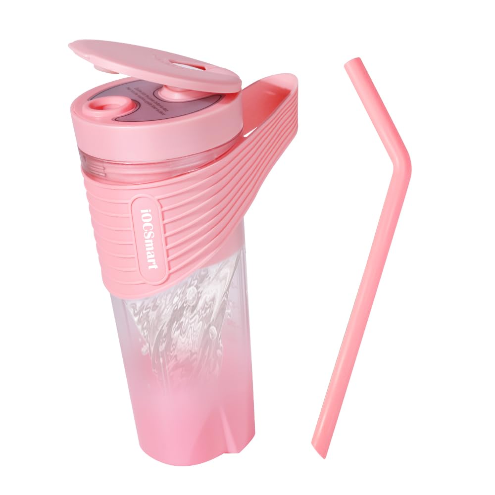 Picture of A-Sonic XS67983 Blender on the go - Mini Blender Cup for Shakes & Smoothies - 16 oz Personal Juicer USB Rechargeable - Light Pink