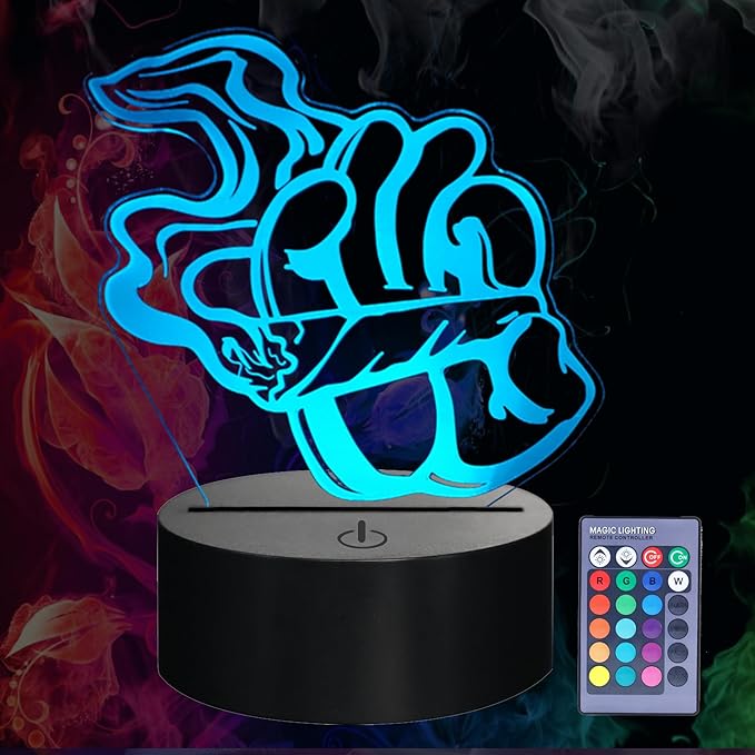 Picture of A-Sonic XS68101 3D Night Light - 3D Illusion Lamp with 16 Colors Changing - Remote Control & Dimmable - Kids Boys Girls Room Decoration - Holiday Xmas Gifts