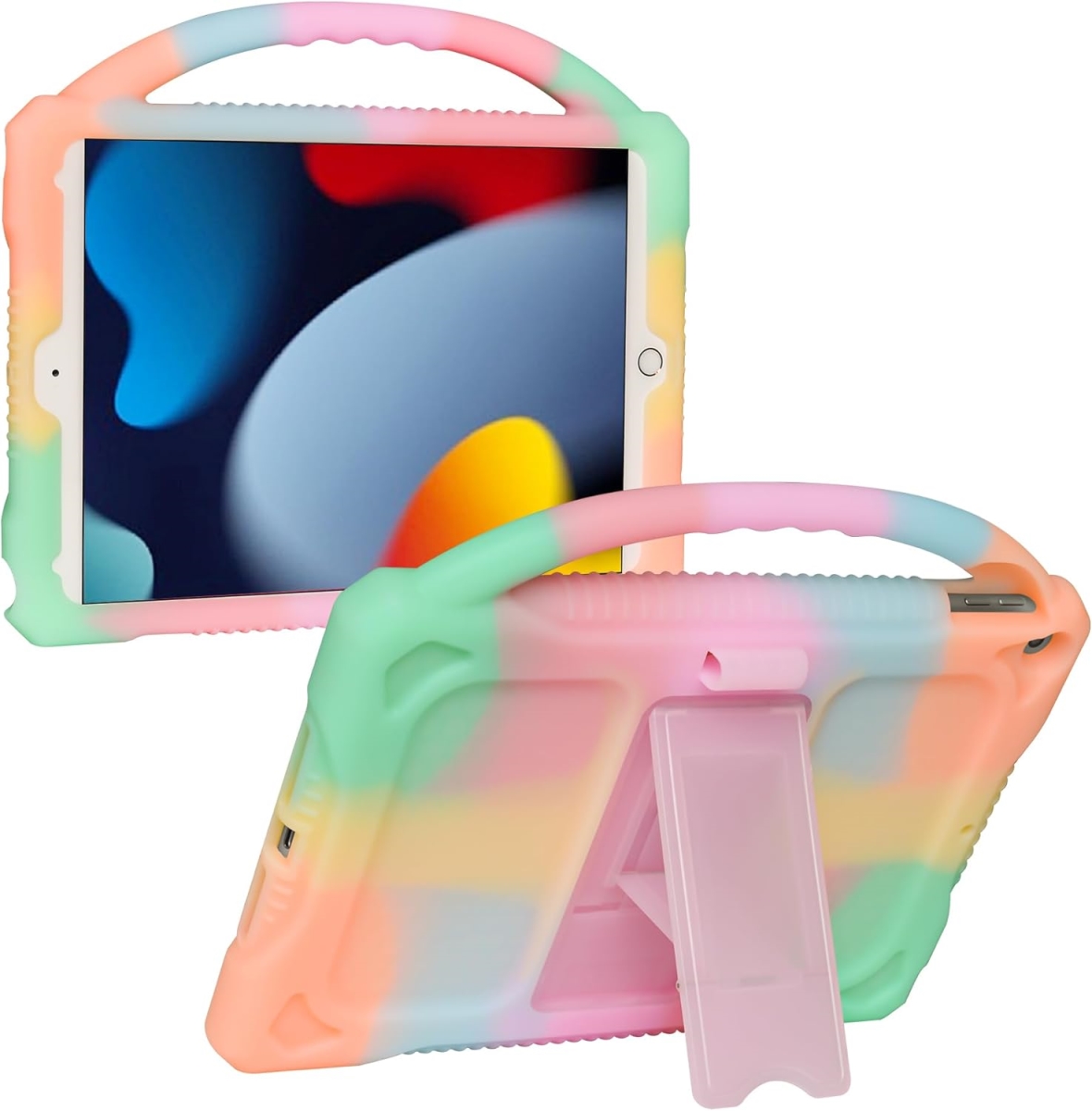 XS68452 9th Generation Silicone Kids Case for iPad 10.2 in. Model - Shockproof with Handle Stand - Jelly Orange