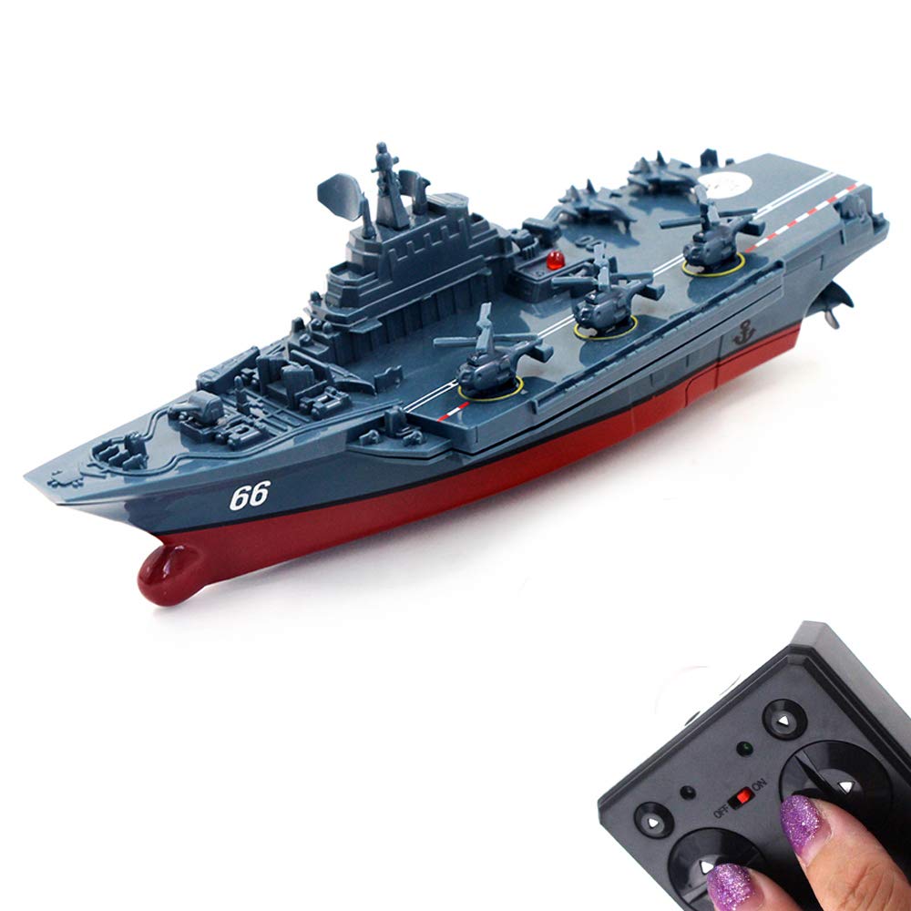 Picture of A-Sonic XS68611 Military Remote Control Aircraft Carrier Model RC Boat Ship Speedboat Yacht Electric Water Toy - Blue - 2.4G - No Antenna