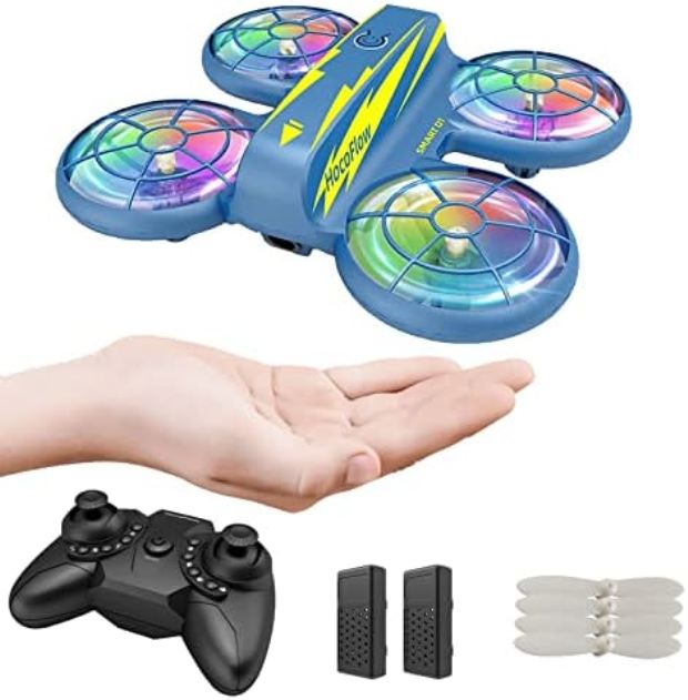 Kids Mini Drone RC Drone with Lights Drone Altitude Hold Headless Mode Stunt Drones Toys for 6-12 Kids - Blue