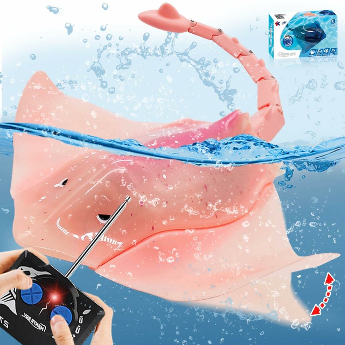 Picture of A-Sonic XS68799 Toys Remote Control Stingray Diving into Water High Simulation Robot Manta ray Lights Rechargeable Battery Remote Control Bathtub Summer Pool Toys Great Gift RC Boat for 8-12 Year Kid