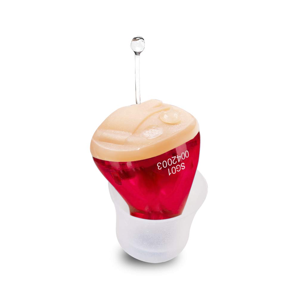 XS69028 Hearing Aid - Wireless Mini Hearing Aids Battery Operate In-Ear Hear Amplifier Sound Enhancer for Seniors Daily Use - Red - Right