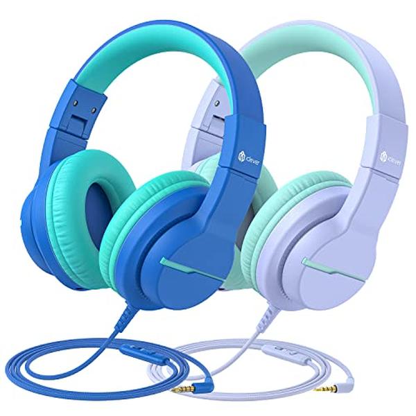 Picture of A-Sonic XS69596 Kids Headphones for School & Travel with Safe Volume 85-94dB&#44; HS19 Stereo Sound Over-Ear Headphones for Kids with Mic FunShare&#44; 3.5 mm Wired Headphones for iPad & Computer - Pack of 2