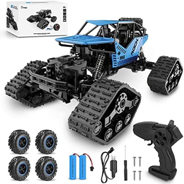 2.4GHz 2-in-1 Remote Control Car, 1-14 Scale 4WD High Speed Off Road Toys for Adults Boys Girls Kids - Blue -  Toys4.0, TO3506202