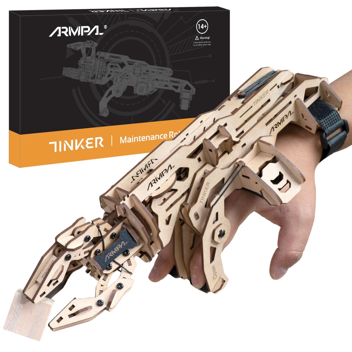 Picture of A-Sonic XS69880 Mechanical Claw Model Kit 3D Wooden ClawBot Puzzle for Adults & Teens Self-Assembly Robot Arm Building Kit to Build Laser-Cut Wooden Puzzle Mechanical Toy Realistic Robot Toy Gifts