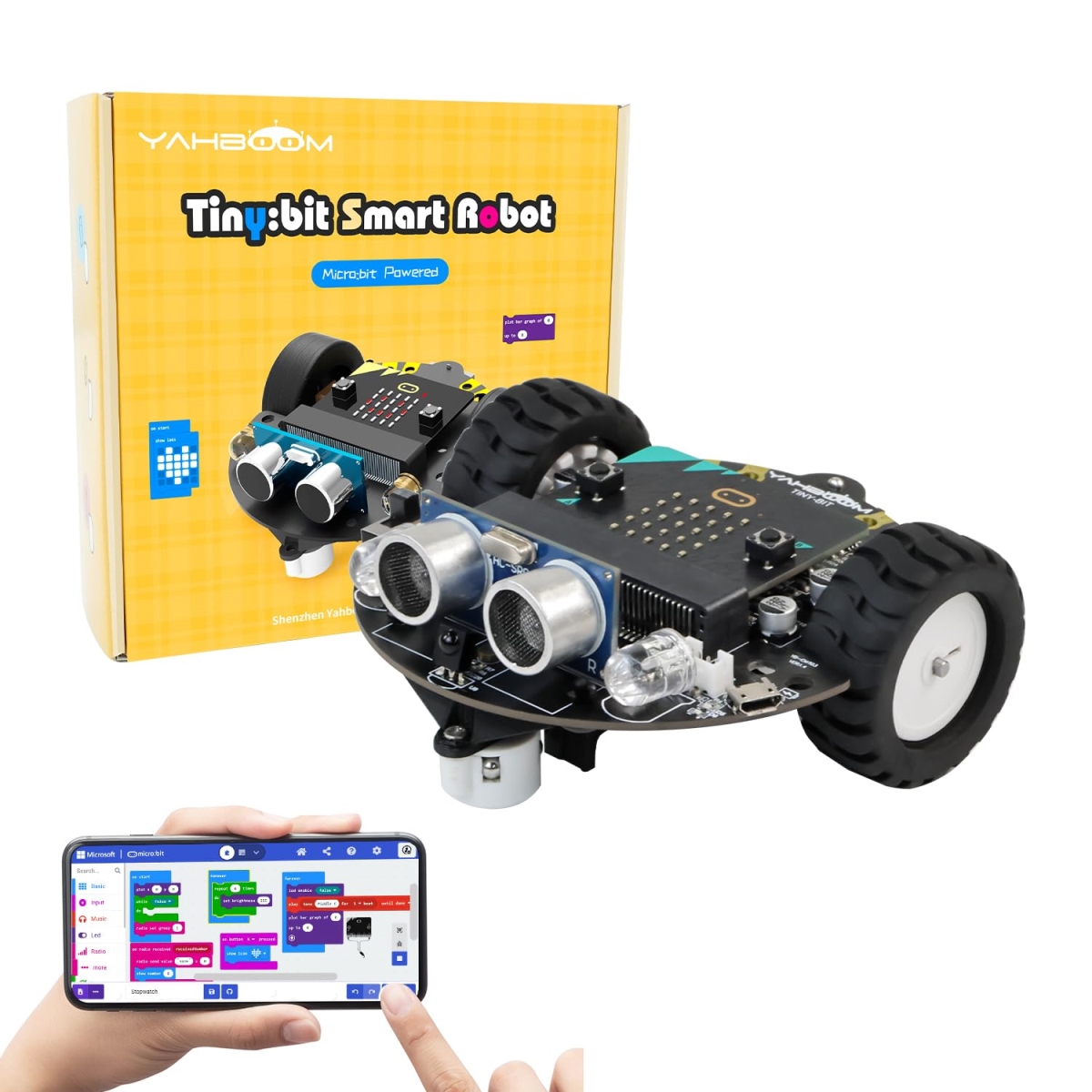 XS70039 Microbit V2 Start Robotic for Kids STEM Education Toy Car Kit DIY Programmable with Tutorial Super Cost-Effective - Robot with Micro-bit V2