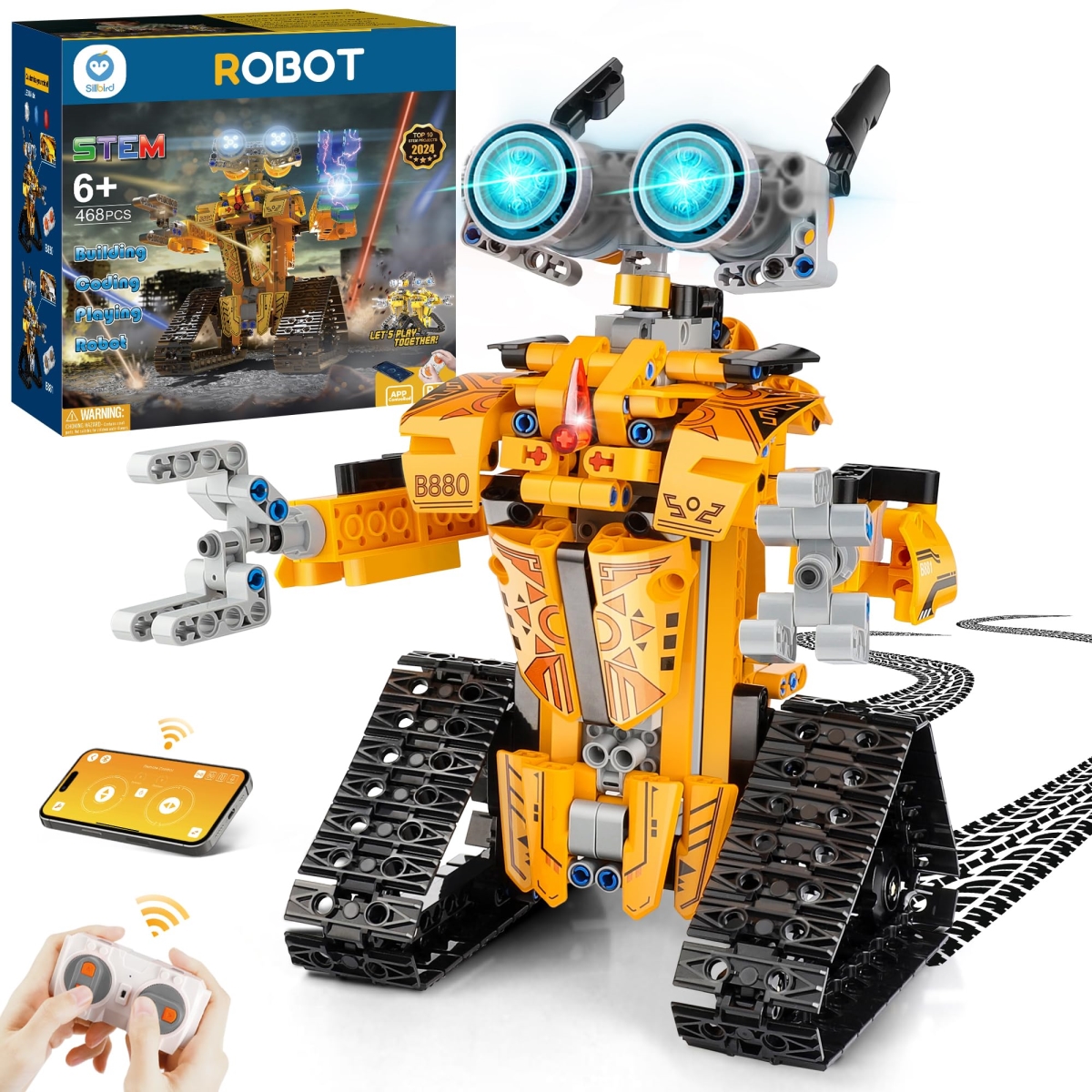 Picture of A-Sonic XS70492 Robot Building Kit with Remote Control STEM Gifts for Boys Age 8-12 - Technic Buildable Coding Robotic Set Birthday Toys for Kids Teens - 468 Piece