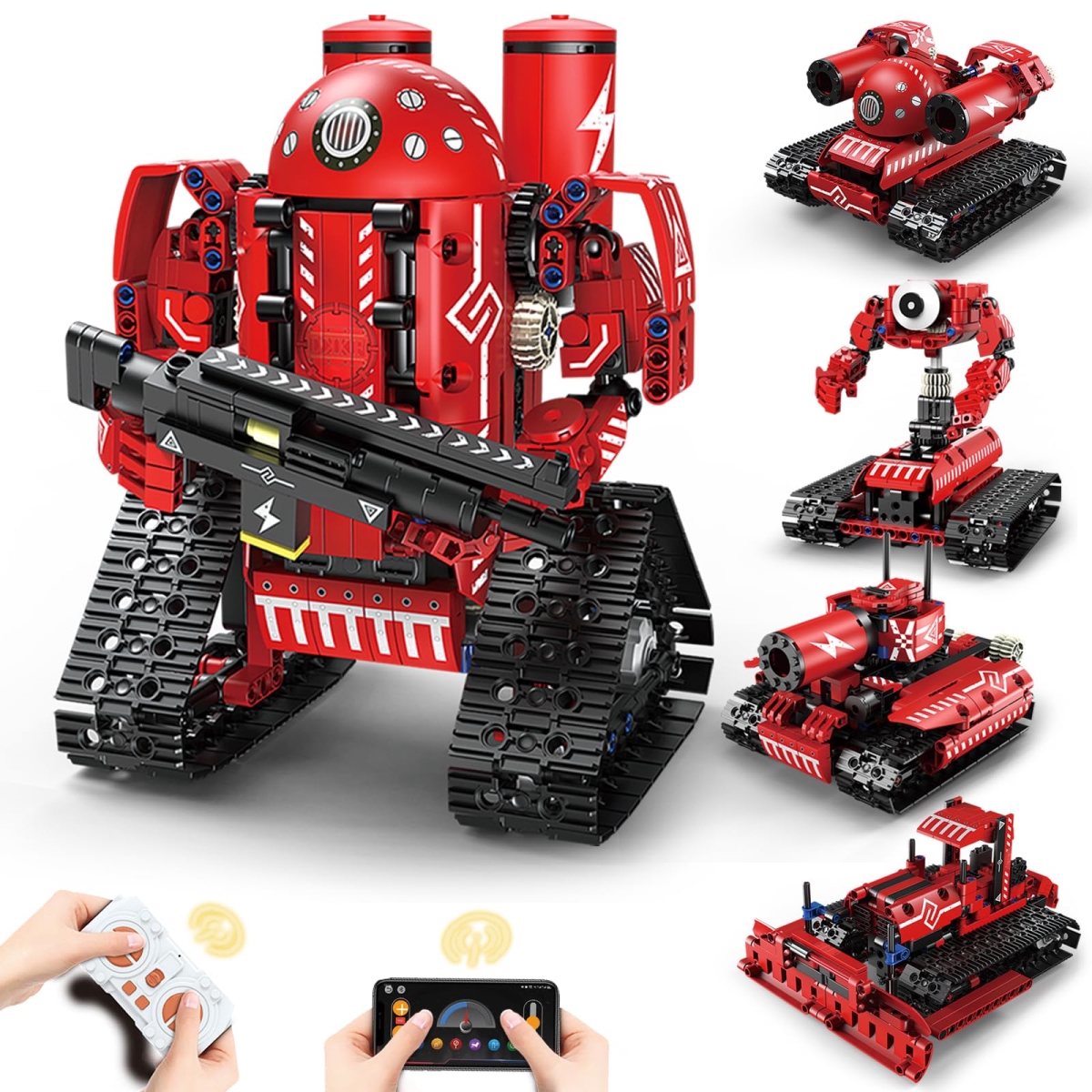 Picture of A-Sonic XS70627 Robot Toys for Kids Ages 8-14 - 5-in-1 Remote Control & APP Programmable Robot Toys - 495 Piece DIY Building Science Educational Kit - Building Block Birthday Present