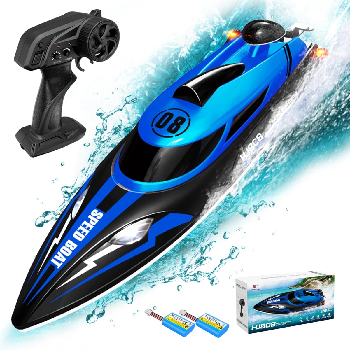 XS71092 Remote Control Boat - 22 Plus MPH RC Speed Boat for Adults Kids Enthusiasts - Fast RC Racing Jet Boat for Lakes - River - Pool - Blue -  A-Sonic