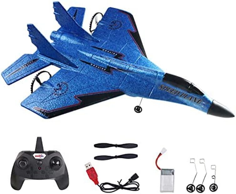 RC Plane, RC Airplanes, Remote Control Airplanes, 2.4GHz 2-Channels Glider Airplane Toy for Beginner Adult Kids - Blue