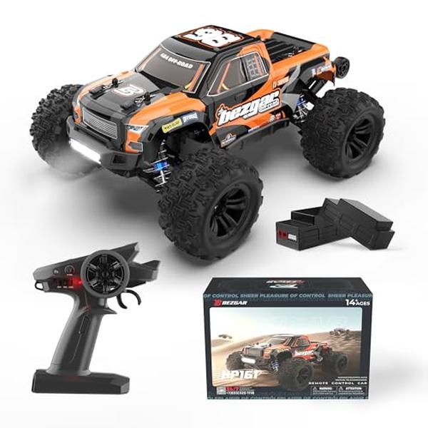 XS71742 Scale 4x4 RC Trucks by Bezgar - All Terrain - Waterproof - High Speed Electric Remote Control Cars with Upgrade Chassis & Two Batteries