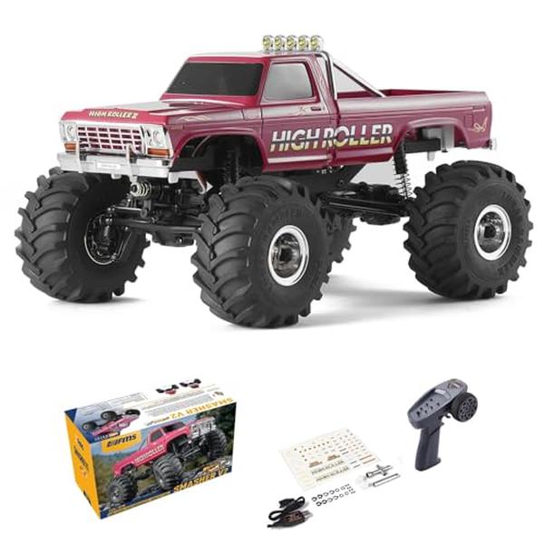 Picture of A-Sonic XS72465 FMS 1-24 Scale Smasher Monster RC Crawlers - FCX24 RC Truck 8 km-h 2 Speed Transmission for Adults - 2.4Ghz Remote Control Car RTR with USB Charger - Red