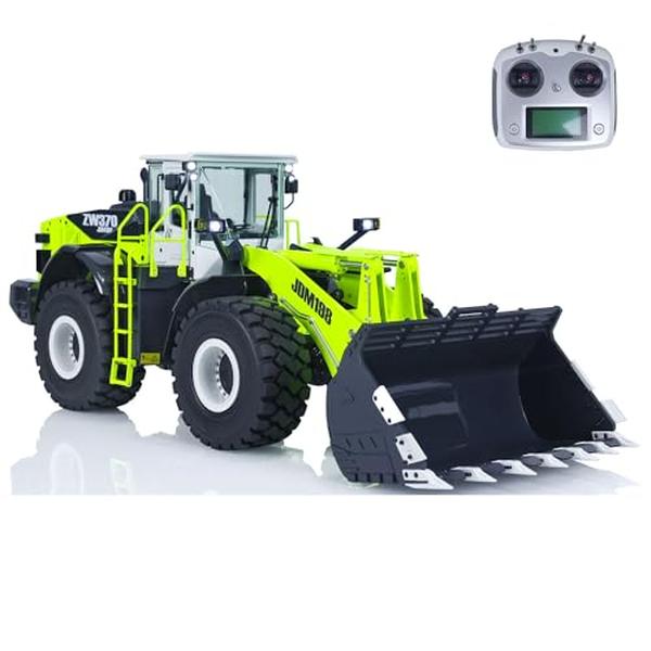 1-14 Scale RC Hydraulic Loader Metal JDM-198 for ZW370 Assembled Remote Control Construction Vehicle Model I6S Radio Controller 2-Speed Transmission