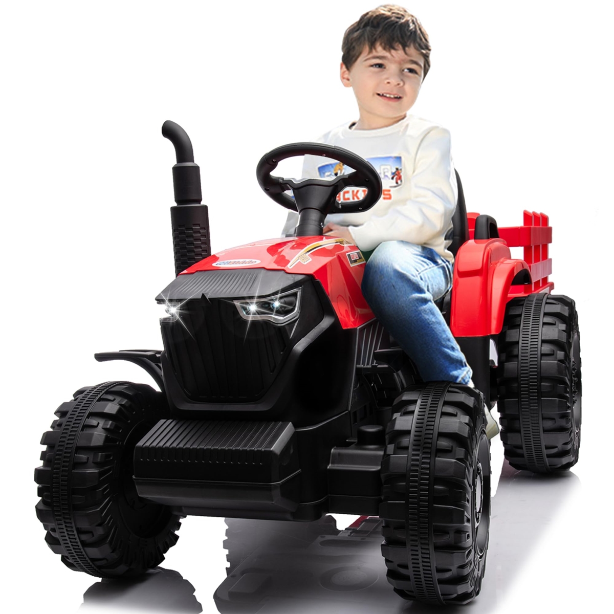 XS-73248 Ride-On Tractor - Ride-On Toy Car for Big Kids with Parental Remote Control - 24Volt & 9Ah Battery - 400W Dual Motors - Red