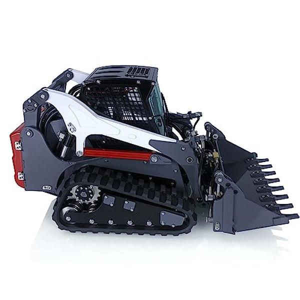 Wheel Fun RC Hydraulic Crawler Skid-Steer Loader - 1-14 Scale Aoue-Lt5 Metal RTR Model Lights Sound Painted Grey, Red & White Hobby Grade Model