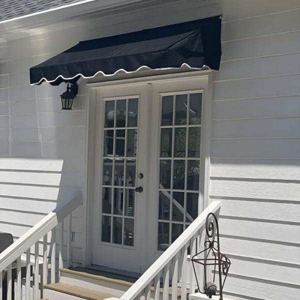 tek NT75834 UNO1RC Door & Window Sunbrella Canvas Awning & 5 Colors Plus 3 Sizes & Classic Awning - Black - 8 ft. Wide