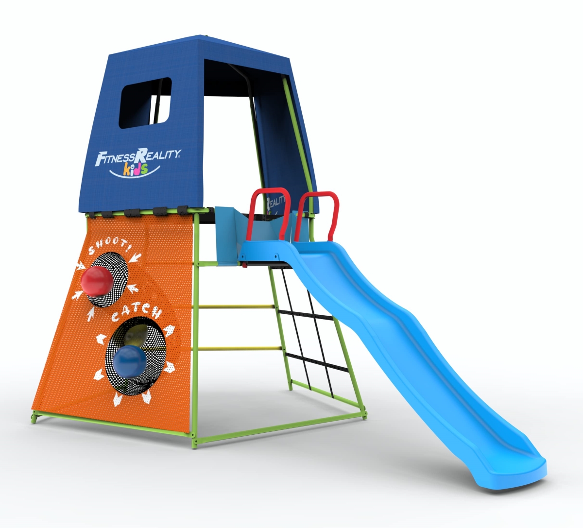 tek  UNO1RC Explorer Adventure Climbing Fort with Platform, Playground Slide & Play Tent, Outdoor Jungle Gym for Backyard, Kids Ages 3-10