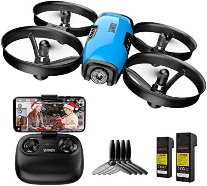 NC23874 U61W Drone with Camera for Kids Adult Beginner 720P HD & 2 Batteries, Mini Drone Toys - Blue -  Sanrock