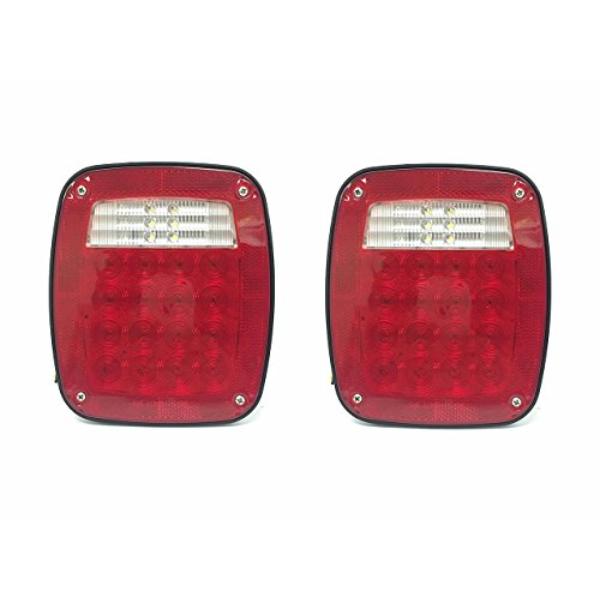 tek  UNO1RC MaxxHaul 80685 Universal Square 12V Combination 28 LED Signal Tail Light for Truck Trailer Boat Jeep SUV RV Vans Flatbed - Pack of 2