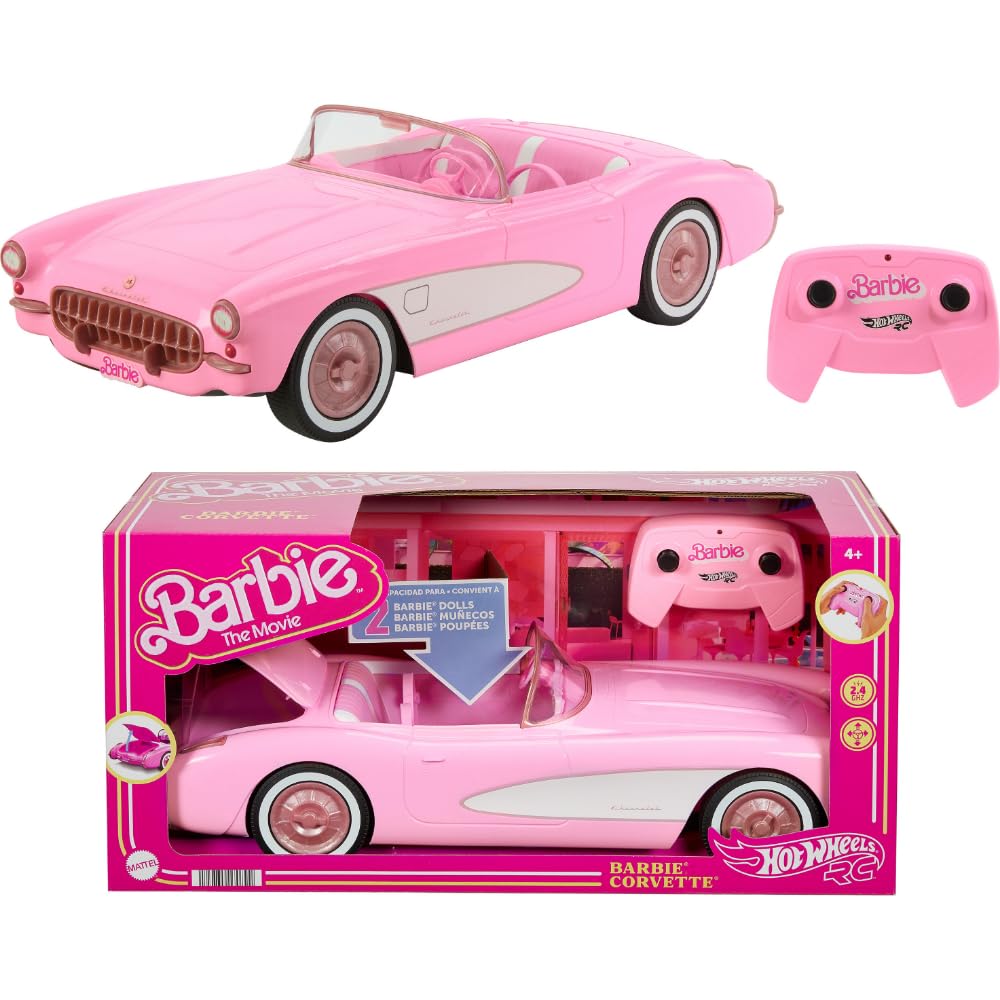 tek NT79210 UNO1RC Barbie Hot Wheels RC Corvette from The Movie, Full-Function Remote-Control Toy Car Holds 2 Dolls
